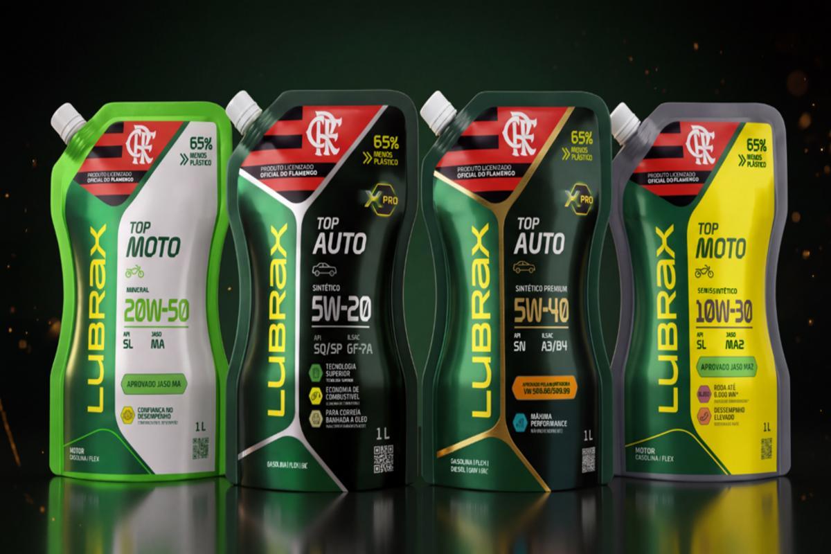 Lubrax leva parceria com Flamengo aos produtos e lança edição especial de embalagem com 65% menos plástico